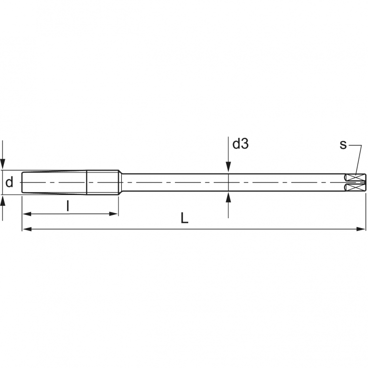 MACHO RECTO F.PASSANTES HASTE REDUZIDA HSSE DIN 357 WRK A2070
