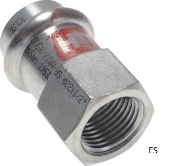 Manga de transição com prensagem do interior e rosca fêmea