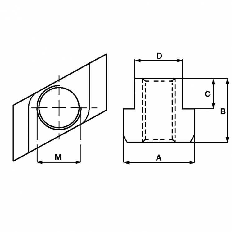 PORCA PARA RANHURAS ROMBOIDAIS MéTRICA C7565