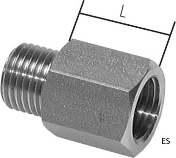 Extensões de rosca com rosca macho cilíndrica e rosca fêmea, até 40 bar