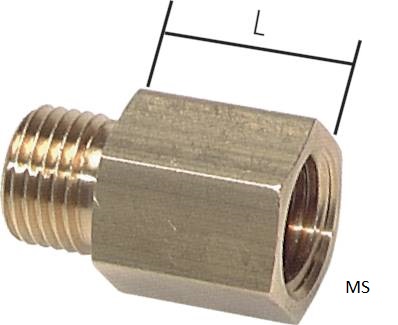 Extensões de rosca com rosca macho cilíndrica e rosca fêmea, até 40 bar