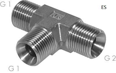 Peças em T com rosca G (bico de mangueira cônica de 60º, externo), até 475 bar