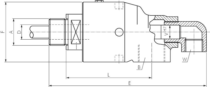 Junta rotativa universal para rotação do anel interno até 3500 U-min, até 50 bar (será descontinuada)