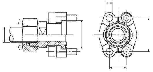 Juntas de parafuso de flange retas com flange SAE dividido, 3000 PSI (ISO 6162-1)