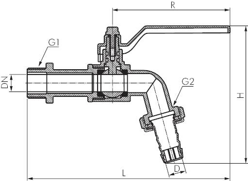 Válvula de drenagem de esferas, até 15 bar