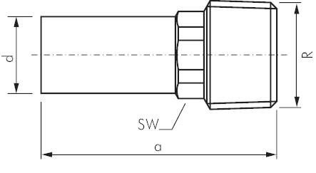 Niple da manga de transição com prensagem do lado de fora e rosca macho