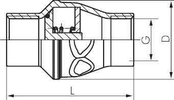 Válvulas de retenção de aço inoxidável, design leve, PN 16 (Eco-line) (será descontinuado)