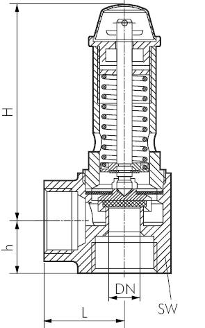 Válvulas de segurança de canto TÜV para líquidos, DN 10-25 (1-16 bar)