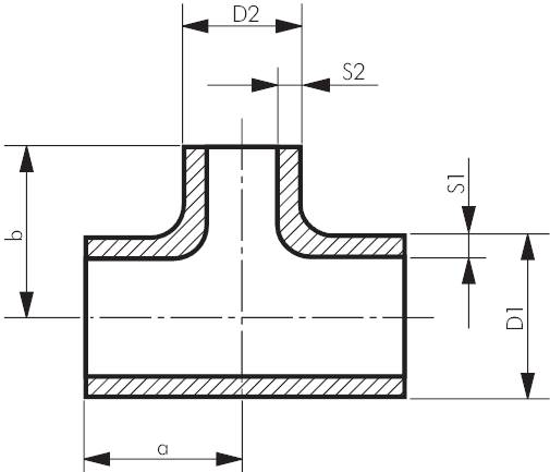 Peças em T com saída redutora, EN 10253 tipo A (DIN 2615)
